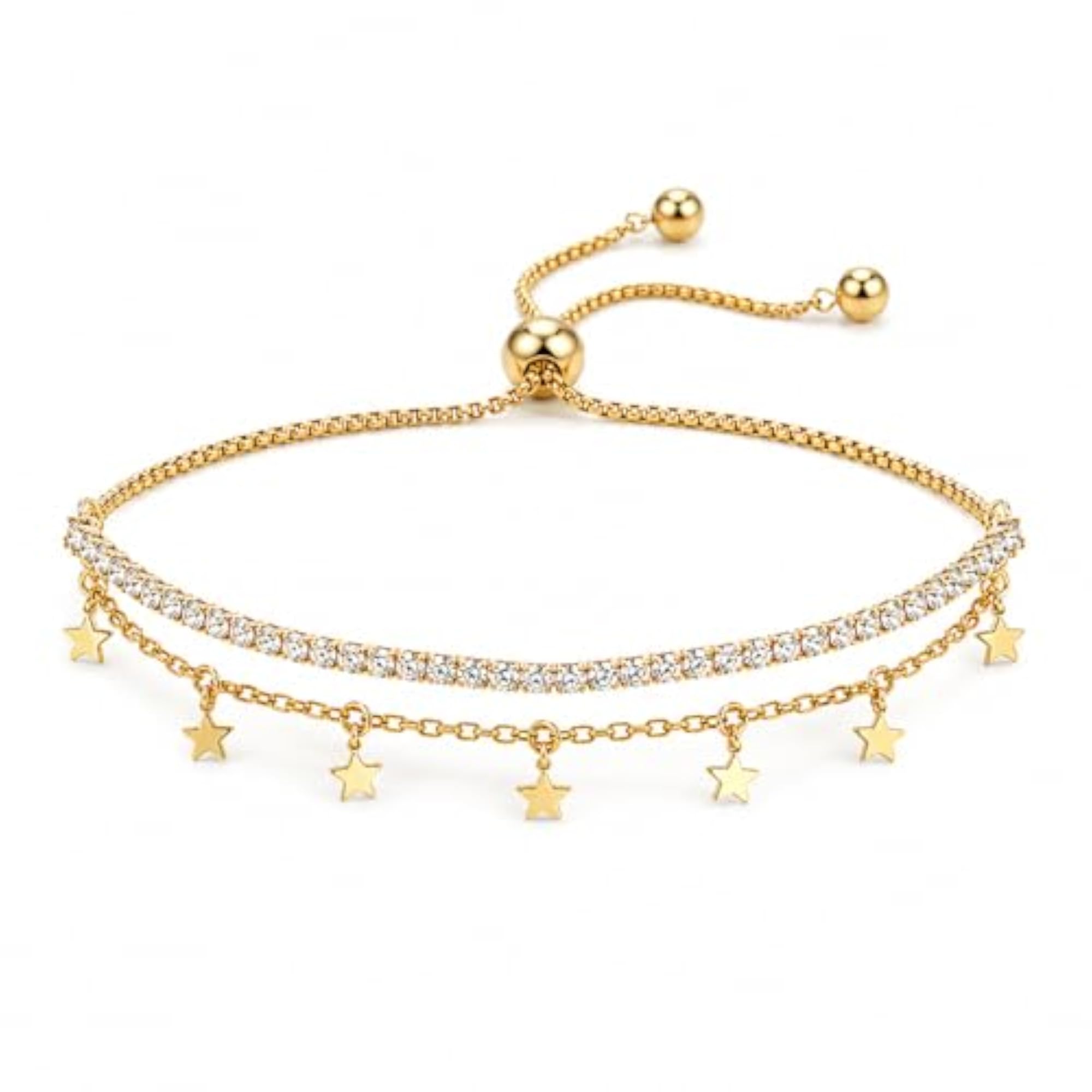Women's Gold-Toned Starlit Charm Tennis Bracelet